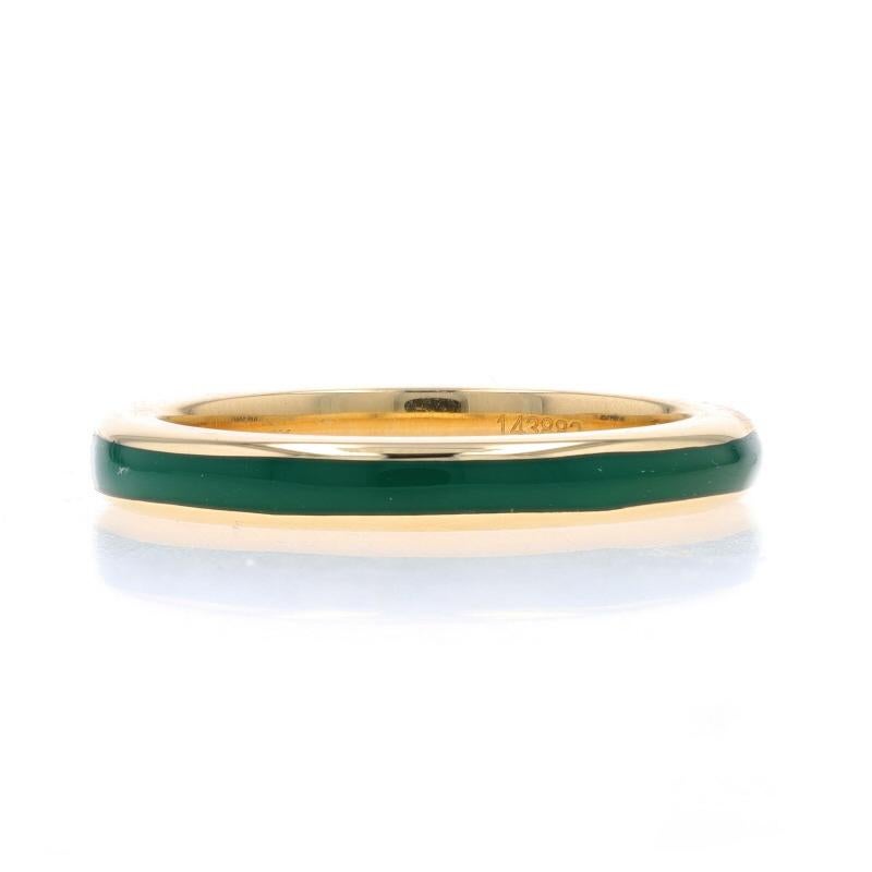 Michael M, bague empilable à rayures en or jaune 14 carats et émail vert chroma, taille 6 1/2 Pour femmes en vente