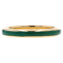 Michael M, bague empilable à rayures en or jaune 14 carats et émail vert chroma, taille 6 1/2