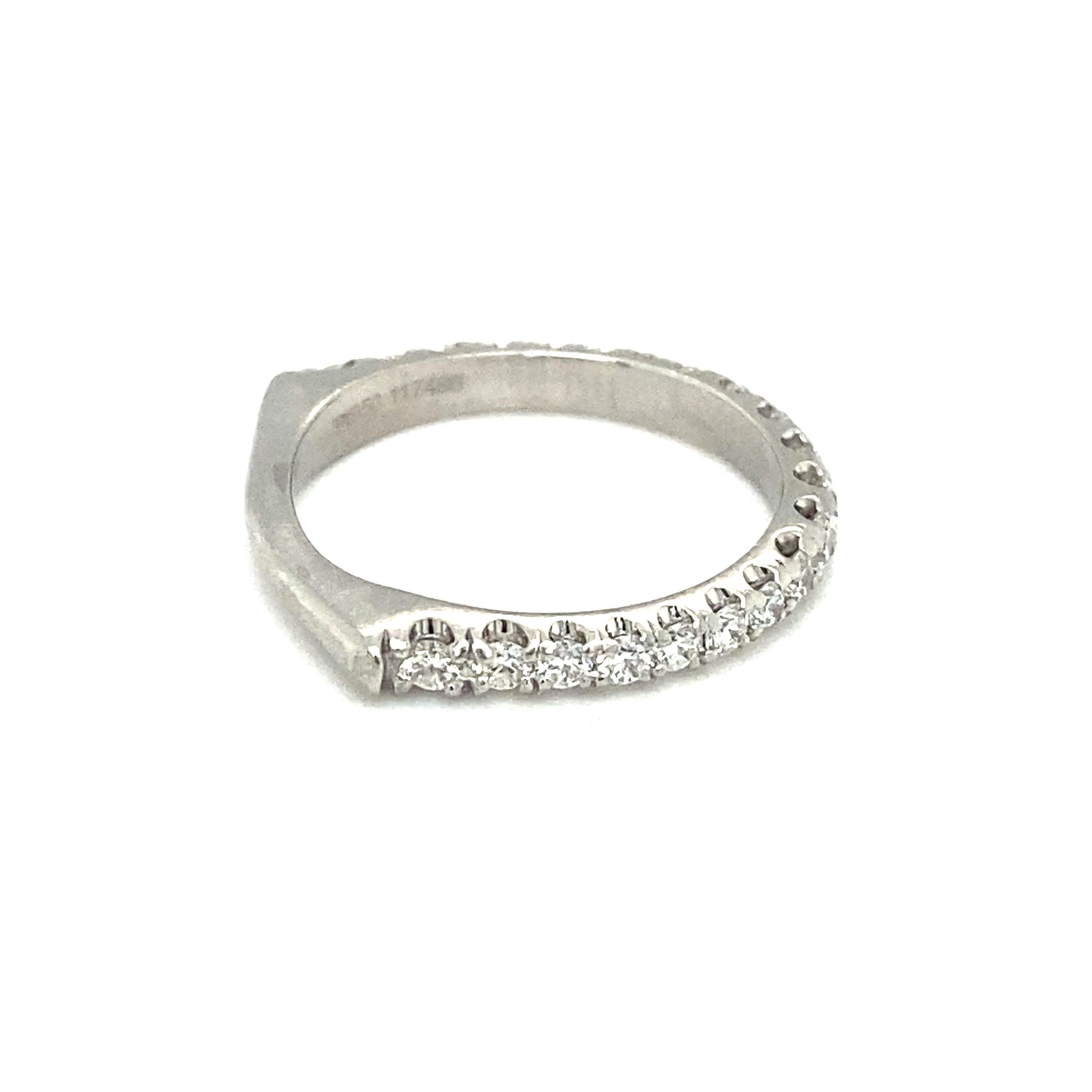 Item Details: This band by Michael M. features over half a carat of diamond with a Euro shank design. Both unique and timeless! 

Circa: 2000s
Metal Type: Platinum
Weight: 4.7 grams
Size: US 7.75, resizable 1-2 sizes 

Diamond Details:

Carat: 0.80