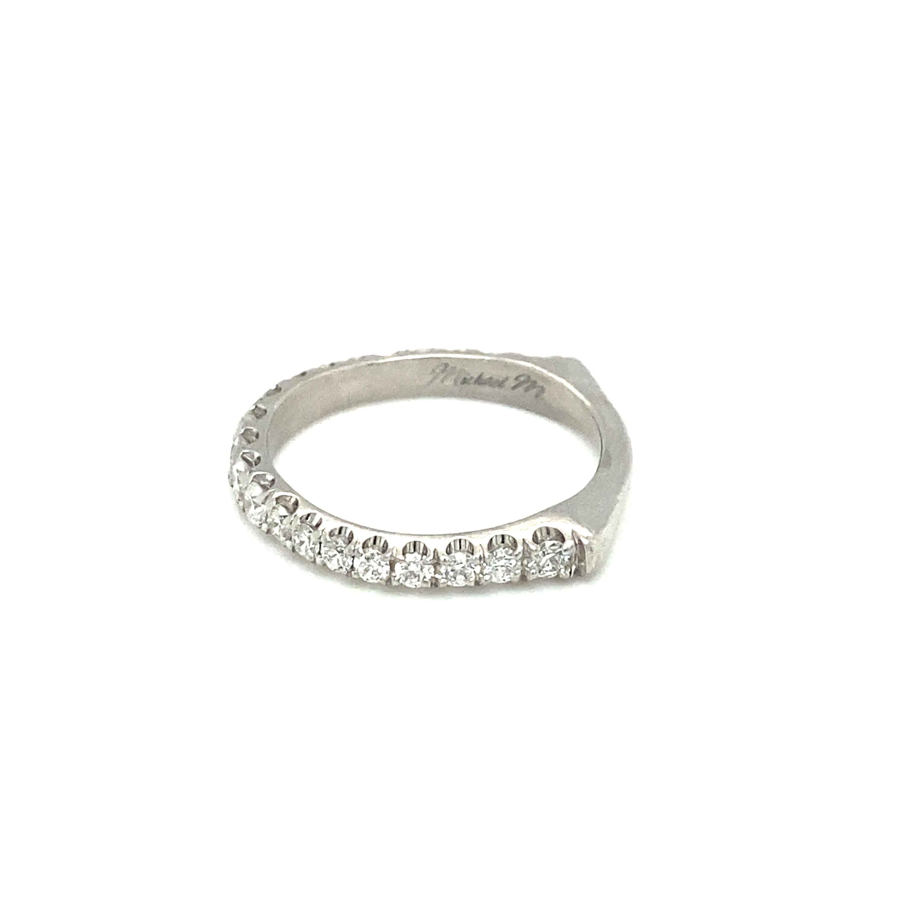 Modern Michael M. Platinum and Diamond 0.80 Carat Total European Shank Wedding Band For Sale