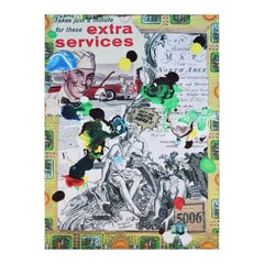 "Untitled" Colorful Mixed Media Found Object Memorabilia Collage on Aluminum