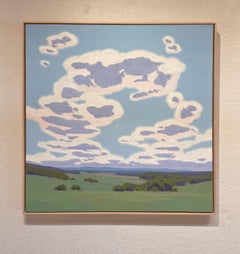 "Ritorno senza fine" - Paesaggio occidentale e cielo, dipinto a olio su lino