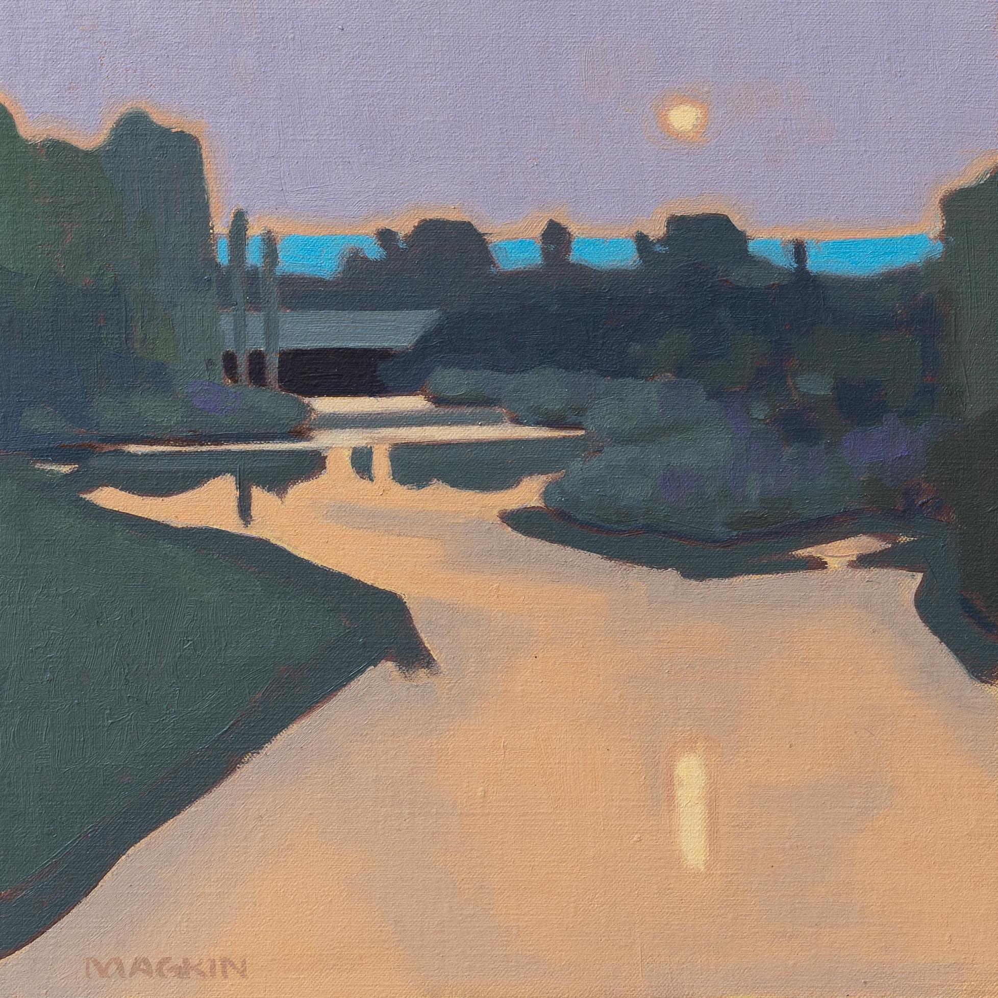 "Salida de la luna sobre el Platte Sur" de Michael Magrin, Pintura al óleo, Paisaje de CO