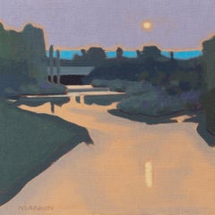 "Il sorgere della luna sopra il South Platte" di Michael Platt, Pittura a olio, Paesaggio CO