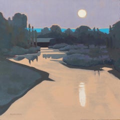 "Il sorgere della luna sopra il South Platte" di Michael Platt, Pittura a olio, Paesaggio CO