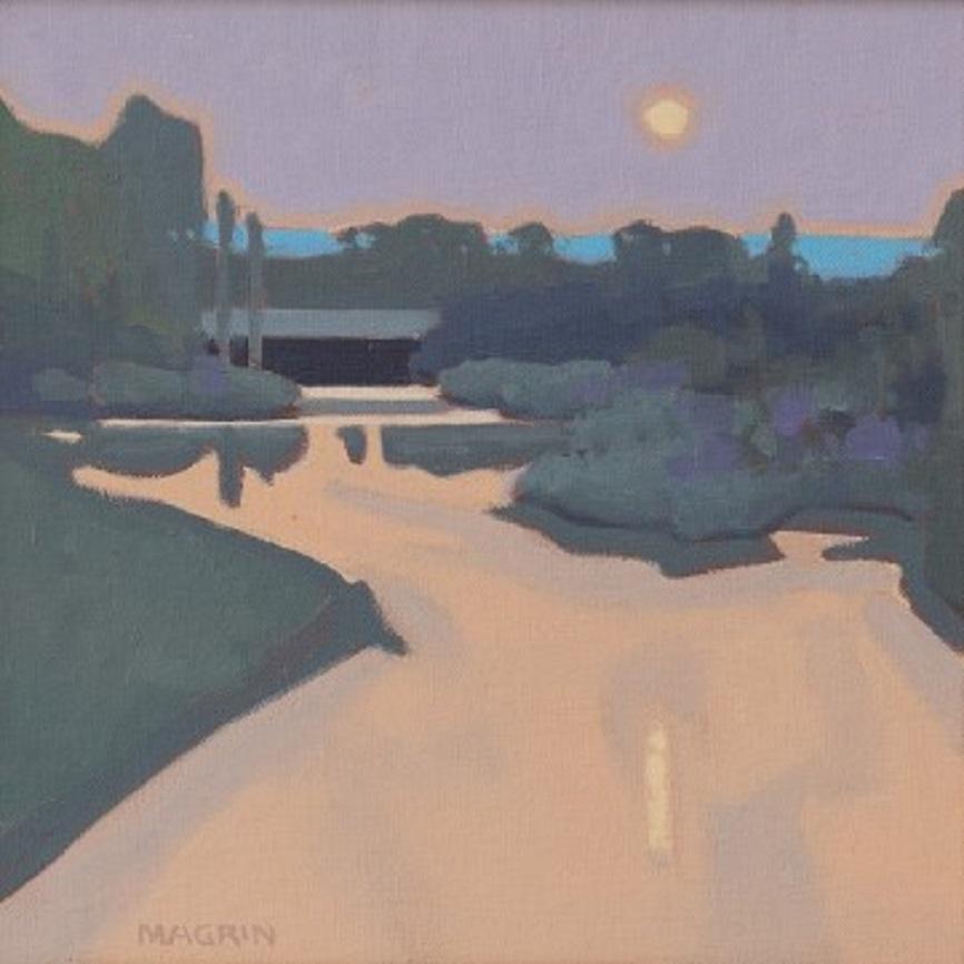 Moonrise Over the South Platte - Impressionist Painting by Michael Magrin