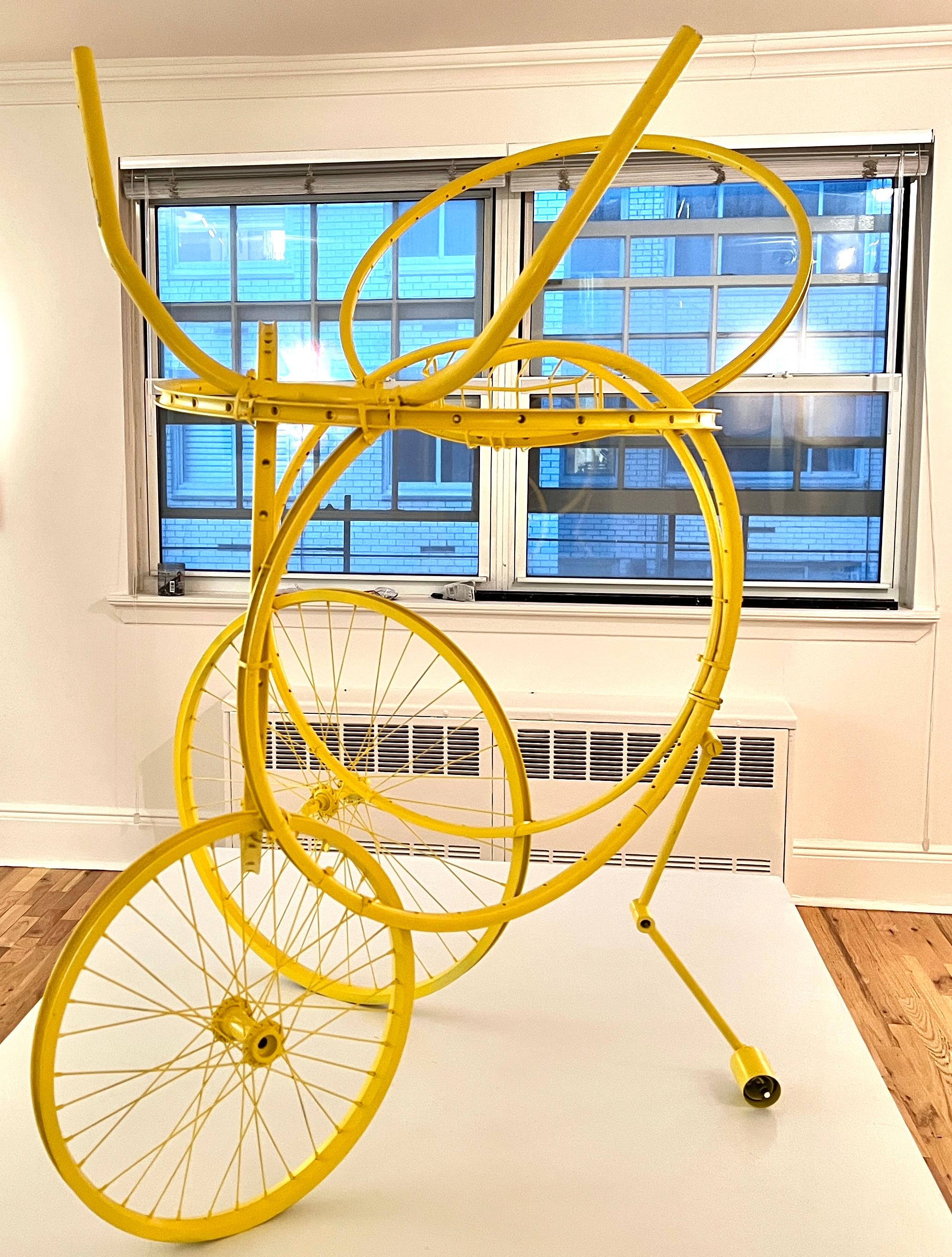 Michael Manning Abstract Sculpture - Golden Taurus: Contemporary Sculpture Bicycle Enamel