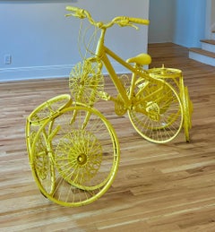Untitled Yellow Bike: Contemporary Abstract Sculpture Bicycle