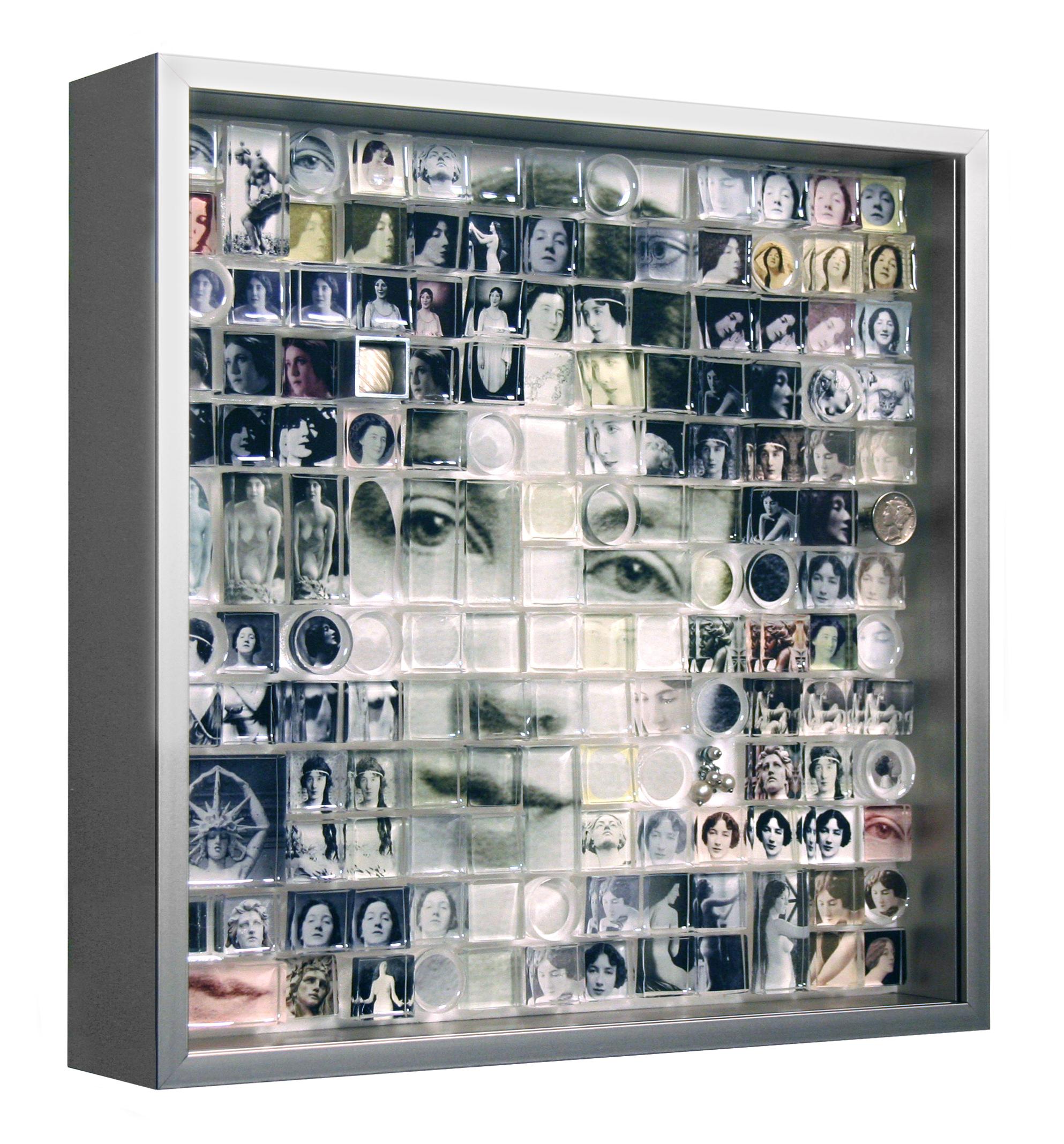 Art moderne contemporain nature morte figurative 1er top model NYC collage verre - Contemporain Mixed Media Art par Michael Mapes