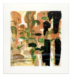 "Autumnal" Michael Mazur Lithograph in Orange, Black, and Green