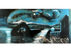 Large American Modernist Monotype Michael Mazur The Lake Expressionist Landscape