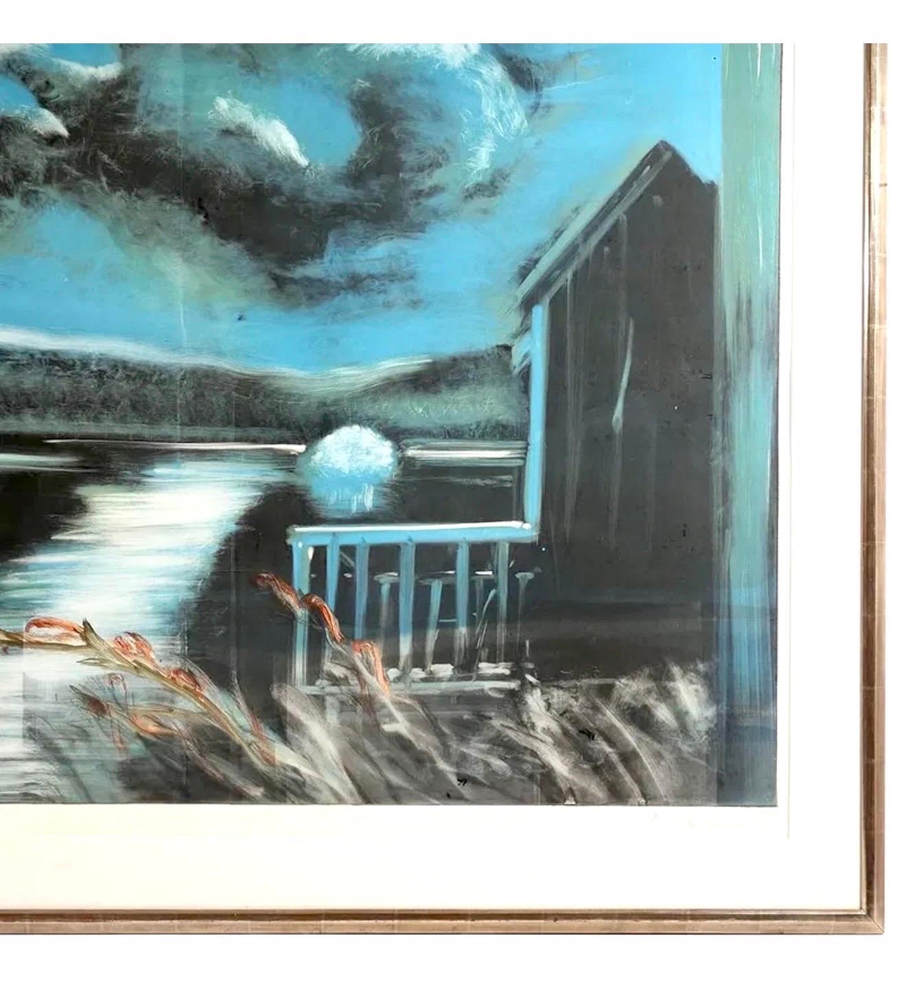 Large American Modernist Monotype Michael Mazur The Lake Expressionist Landscape For Sale 4