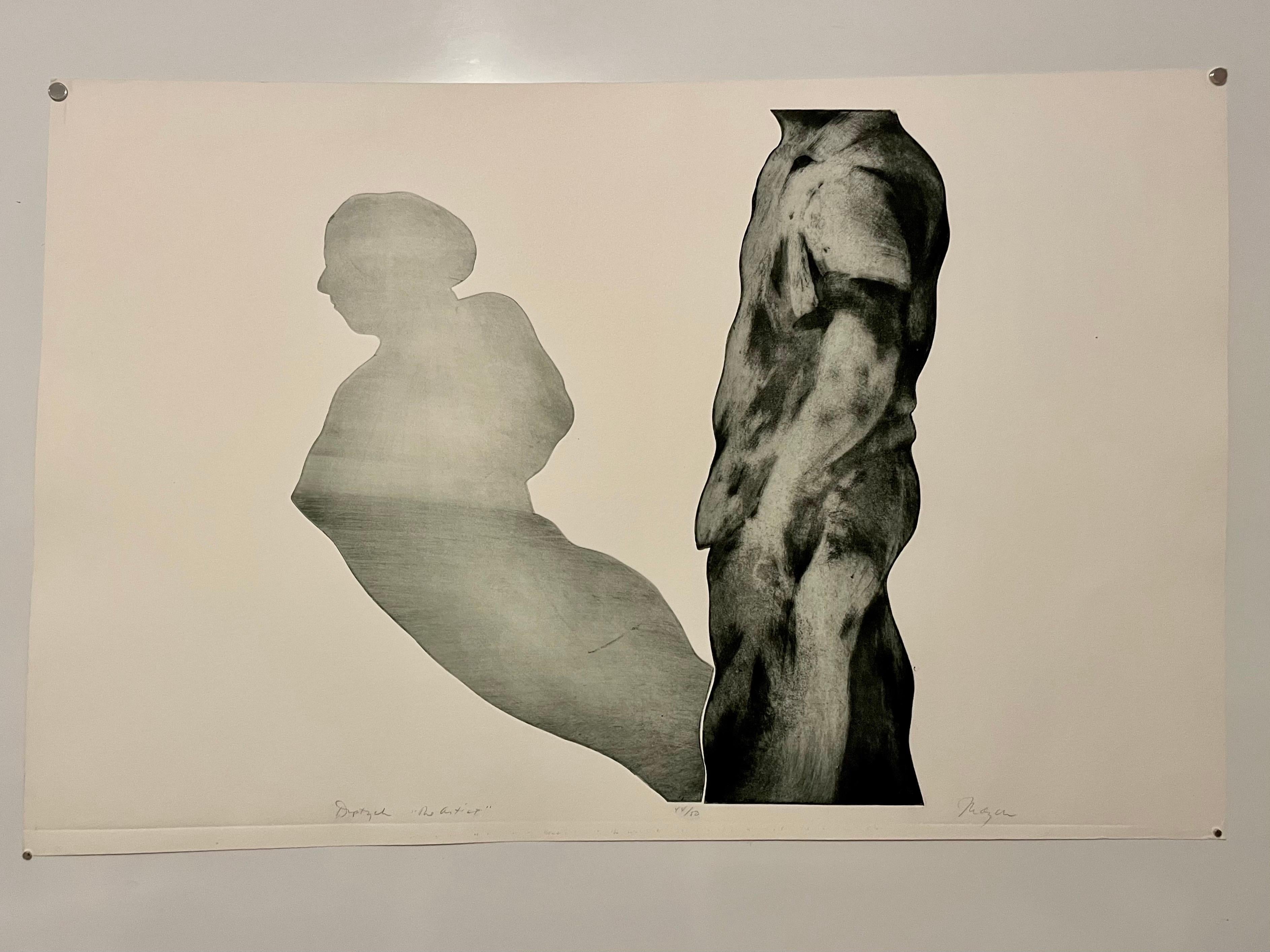 Modernistische figurative Pop-Art-Radierung und Aquatinta „Der Künstler“ Michael Mazur im Angebot 1