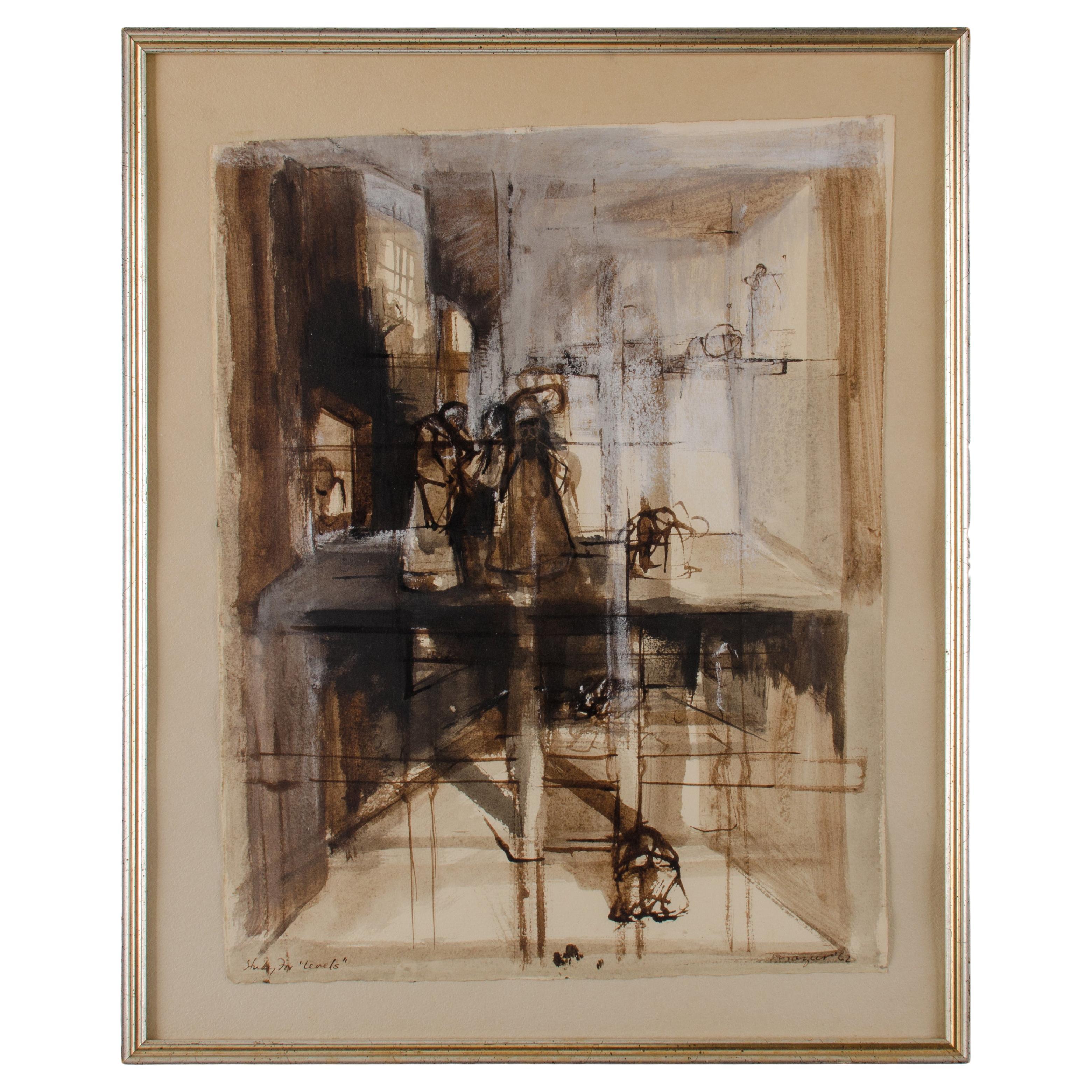 Michael Mazur "Estudio de niveles" Pintura, 1962