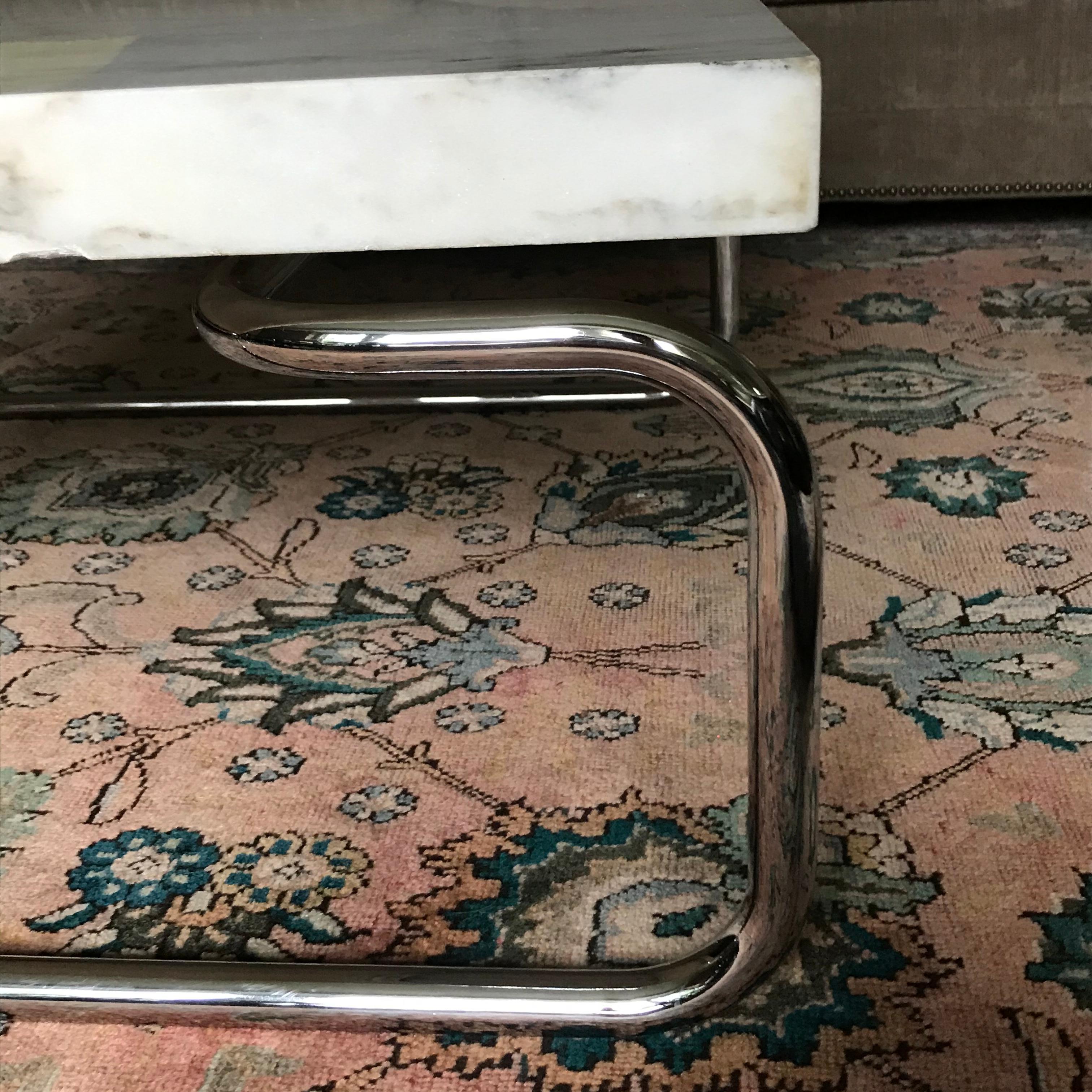 Michael McCarthy for Cassina Carrara Marble & Chrome Table In Good Condition For Sale In Arlington Heights, IL