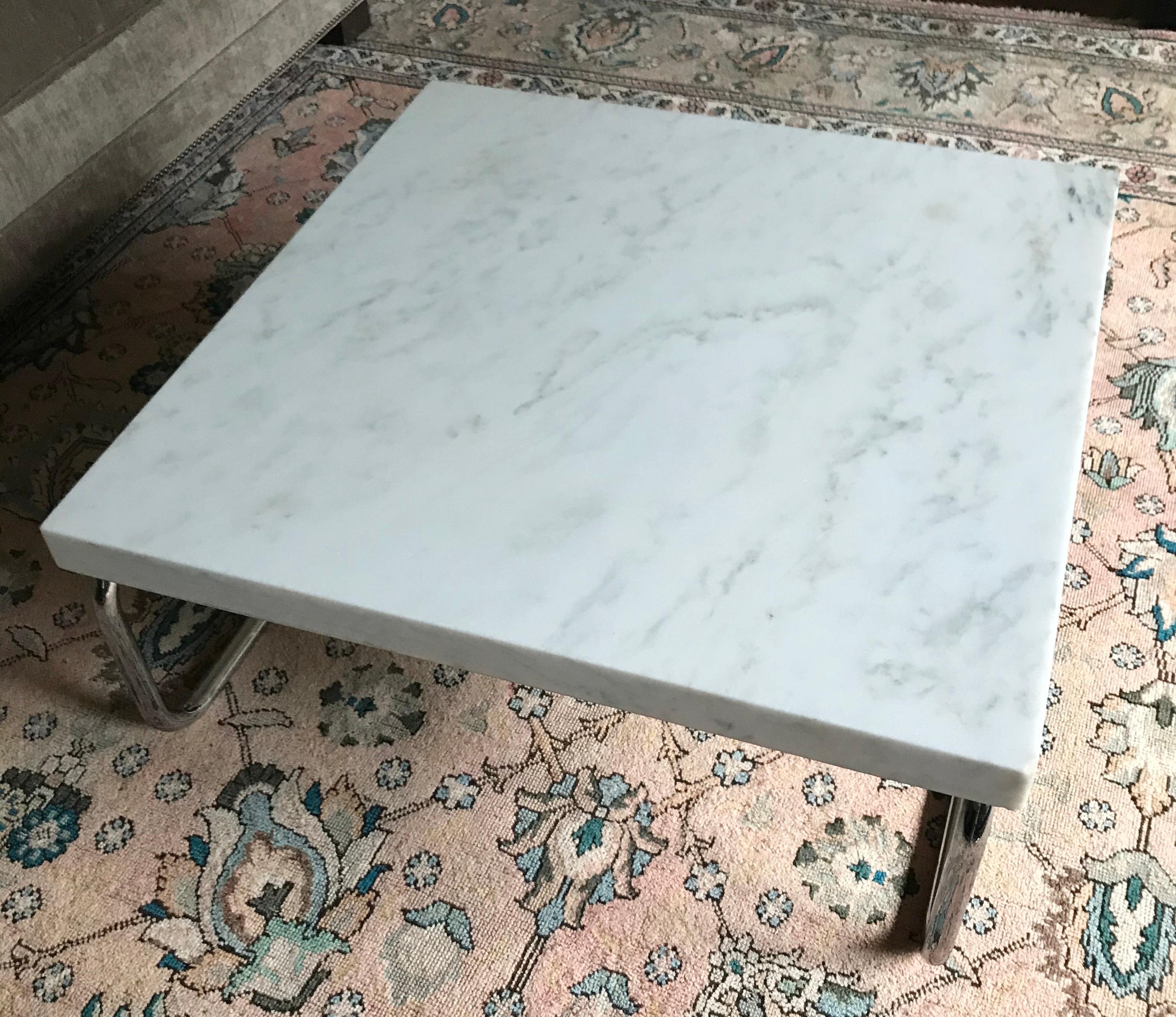 Mid-20th Century Michael McCarthy for Cassina Carrara Marble & Chrome Table For Sale