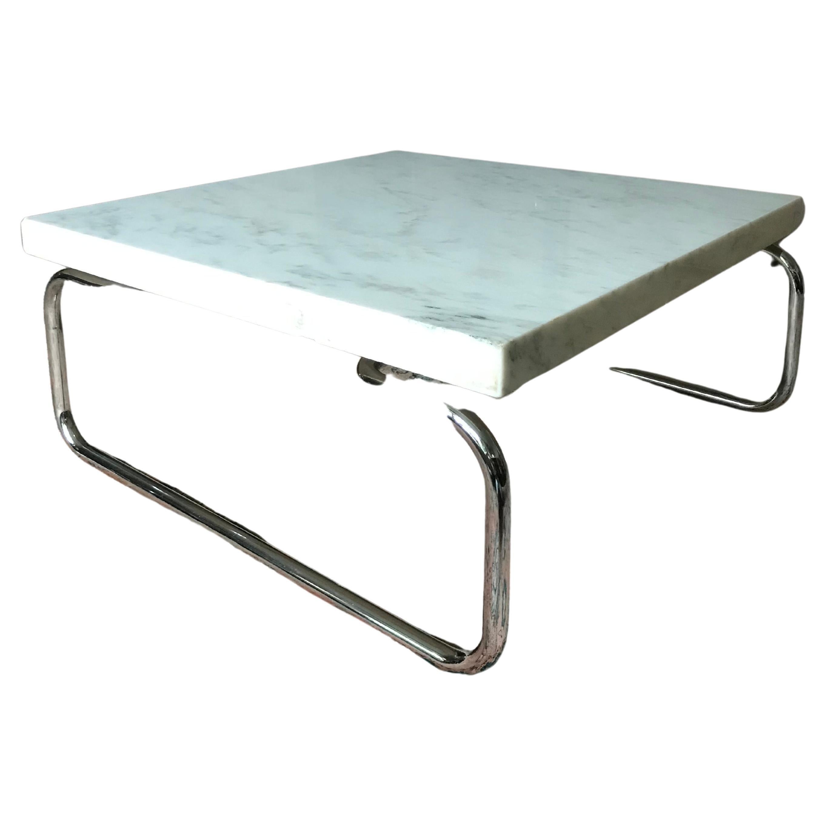 Michael McCarthy for Cassina Carrara Marble & Chrome Table For Sale 2