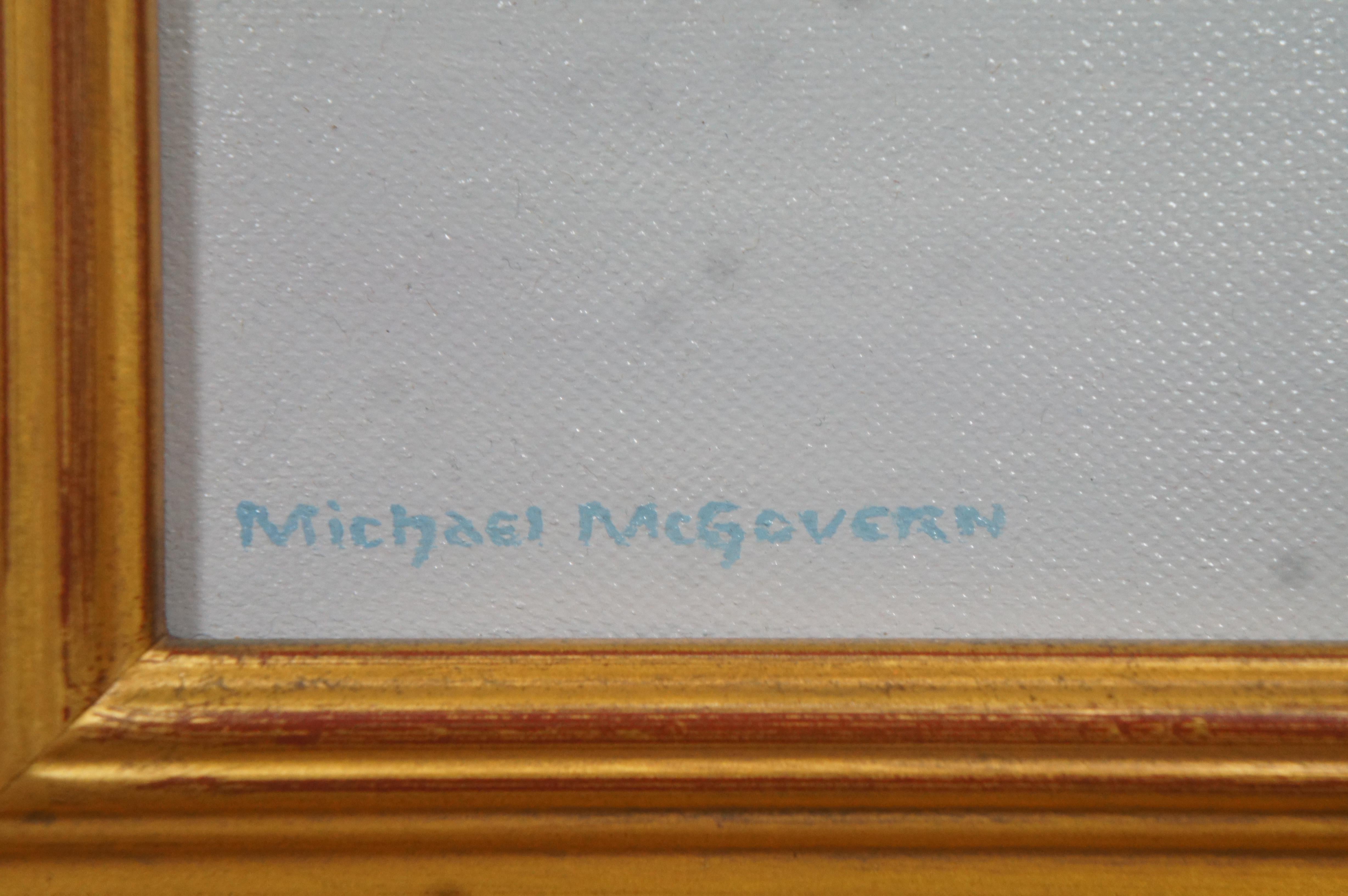 20th Century Michael McGovern Days End Seascape Maritime Boat Oil Painting on Canvas For Sale