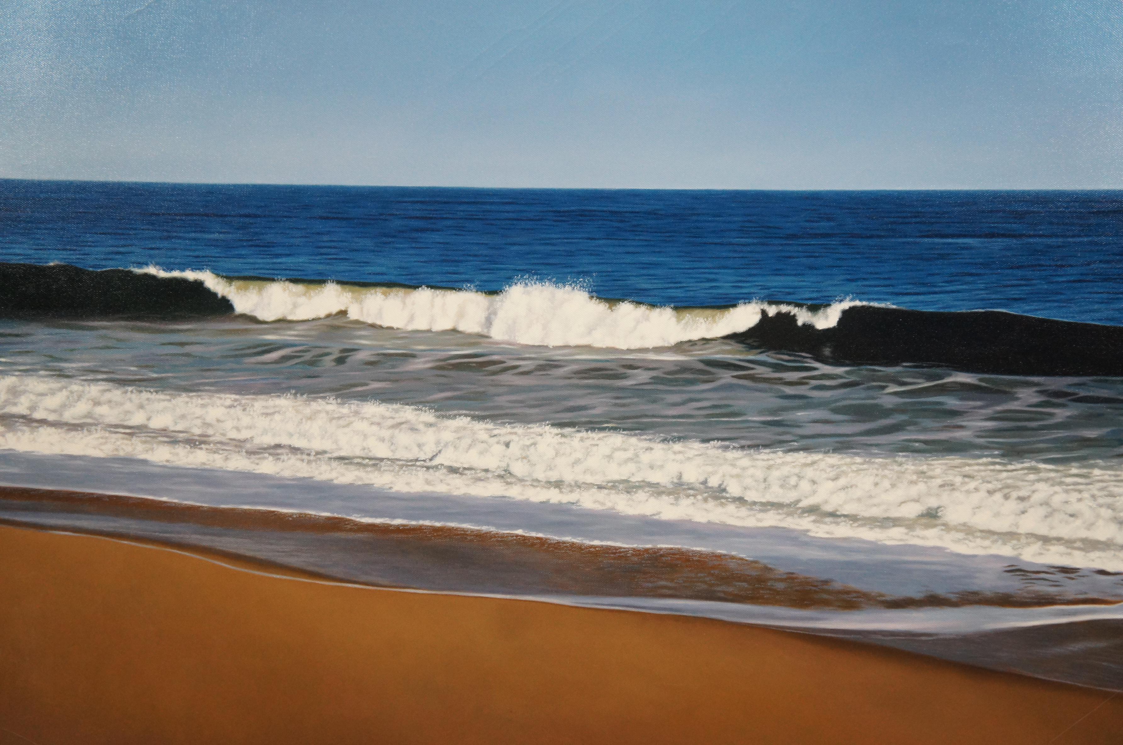 20ième siècle Peinture à l'huile de Michael McGovern - Paysage marin de Nantucket - Vagues qui s'écrasent - 41