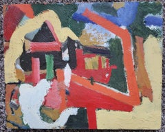 Landschaft, Gemälde, Öl auf Holzplatte