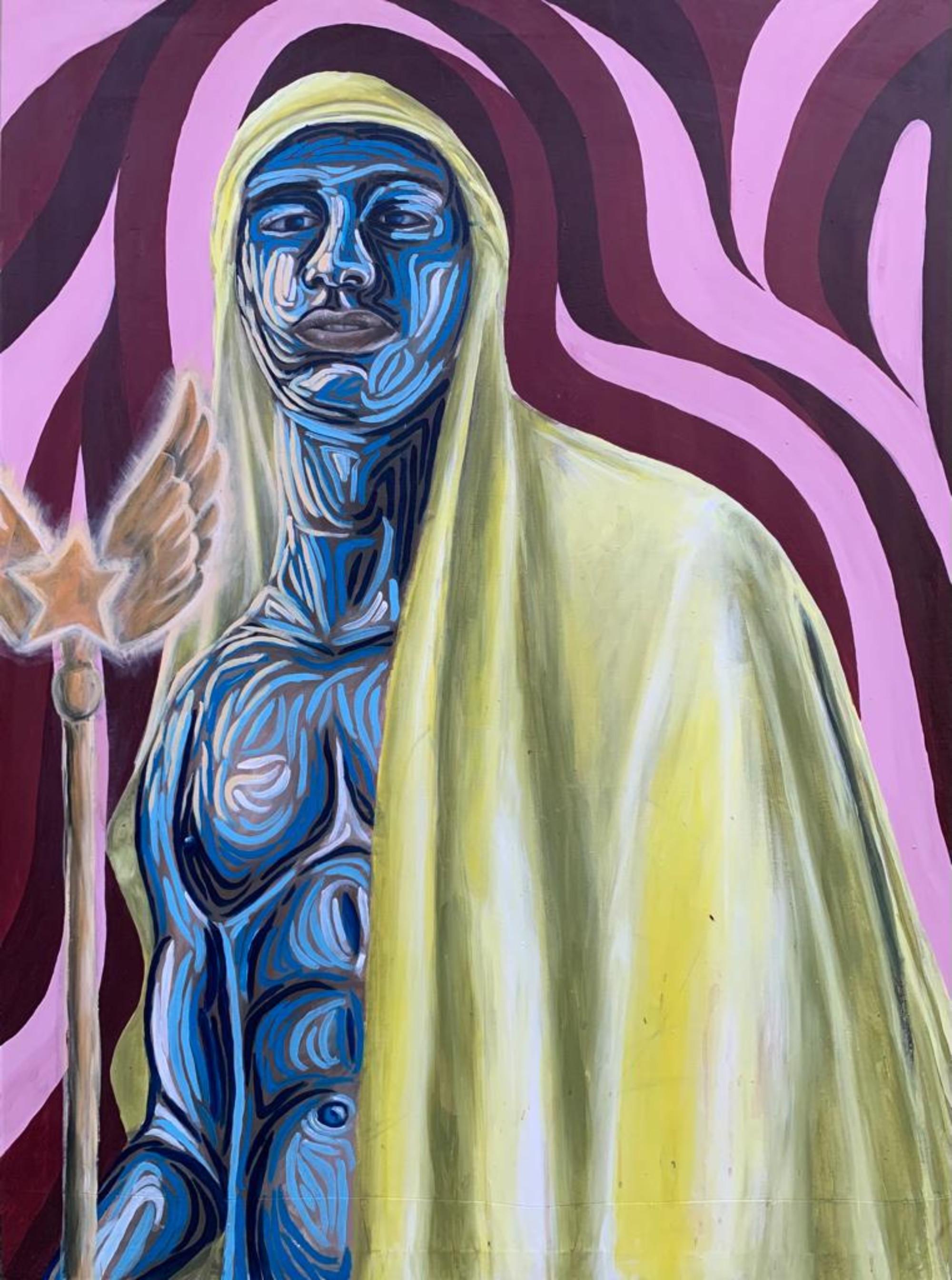 Michael Mensah Figurative Painting – Know Your Scepter - 21. Jahrhundert, Zeitgenössisch, Figuratives Porträt, Modern, Männer