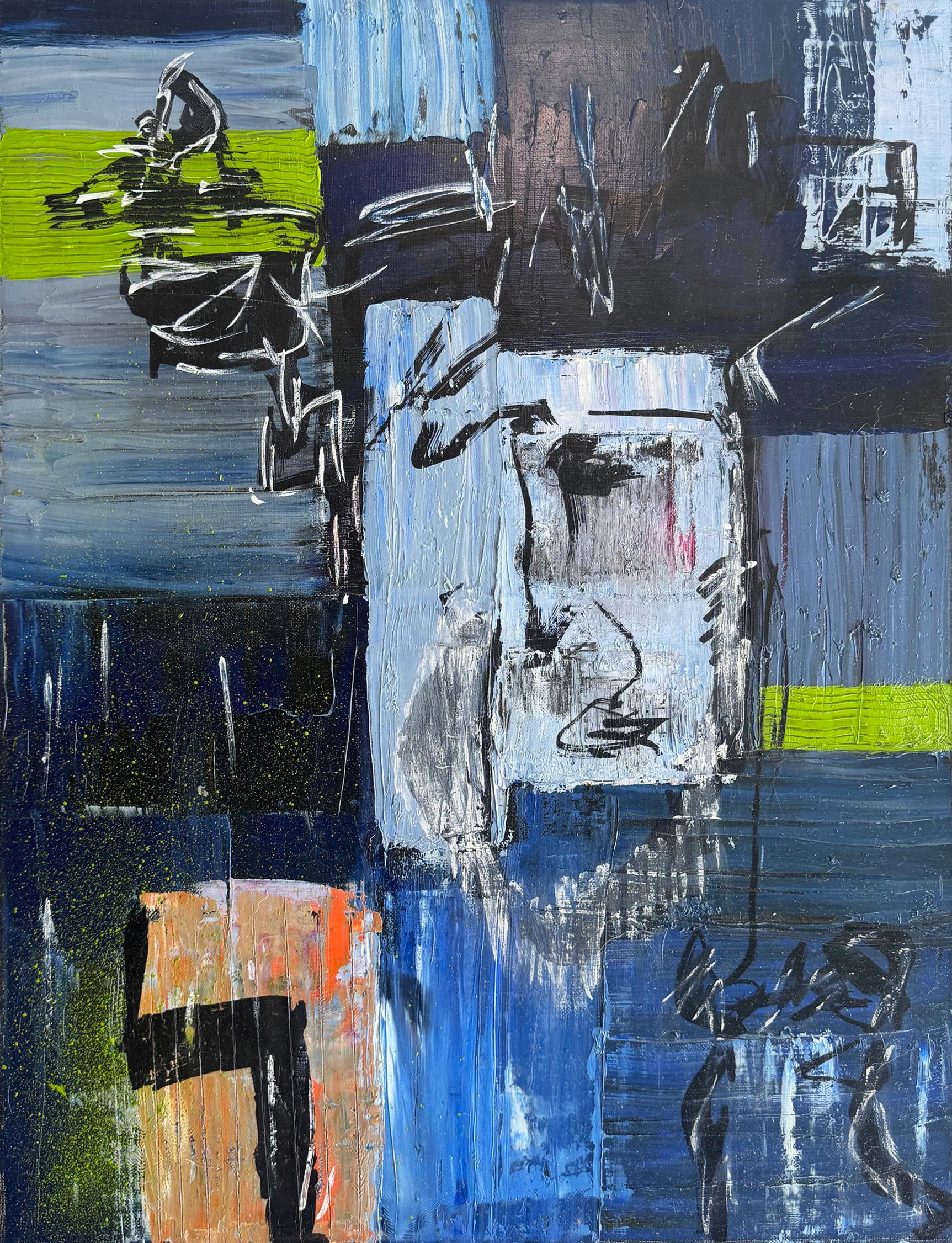 Pittura ad olio contemporanea americana espressionista astratta modernista firmata - Abstract Painting Viola di Michael Merisola