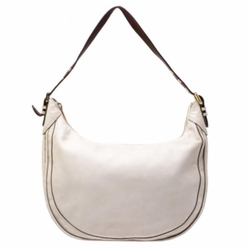 Michael Michael Kors Beige/Braune Leder-Handtasche im Zustand „Gut“ im Angebot in Dubai, Al Qouz 2