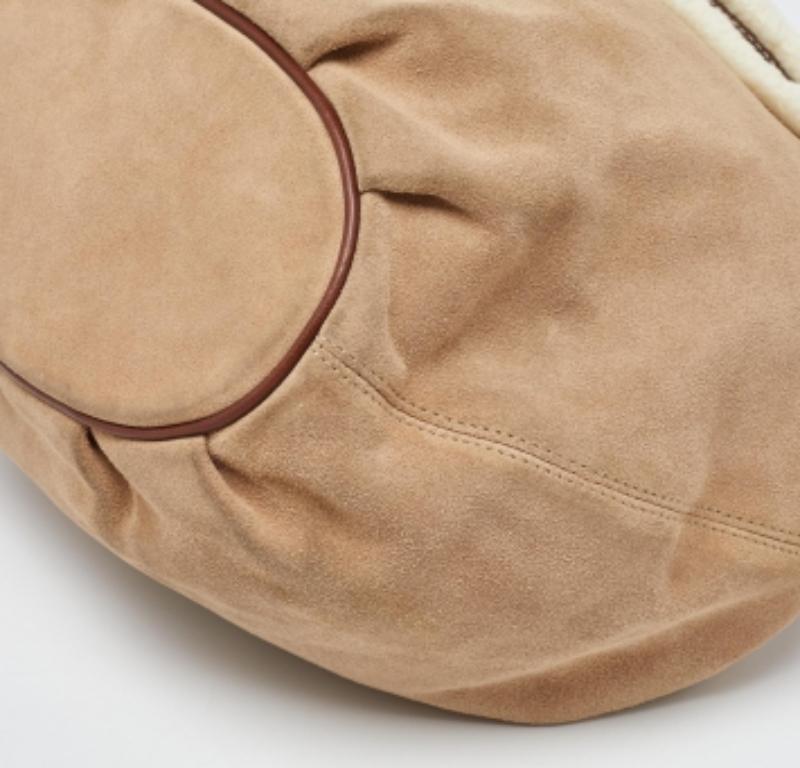 De las mujeres MICHAEL Michael Kors Bolso Bucket de Ante y Piel de Oveja Beige/Marrón en venta