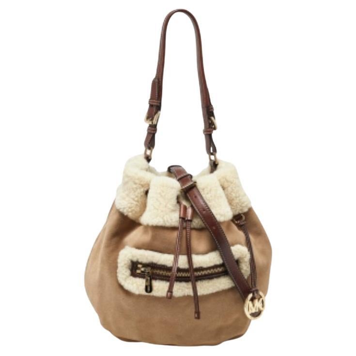 MICHAEL Michael Kors Bolso Bucket de Ante y Piel de Oveja Beige/Marrón en venta