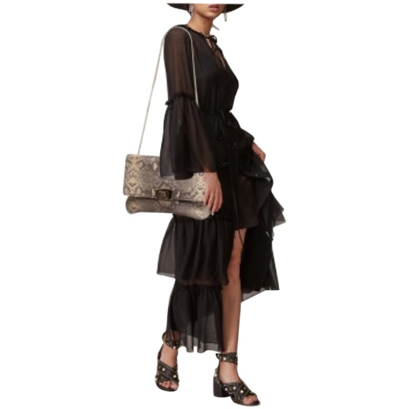 MICHAEL Michael Kors Bolso de cadena con cierre giratorio de piel de pitón en relieve beige en venta