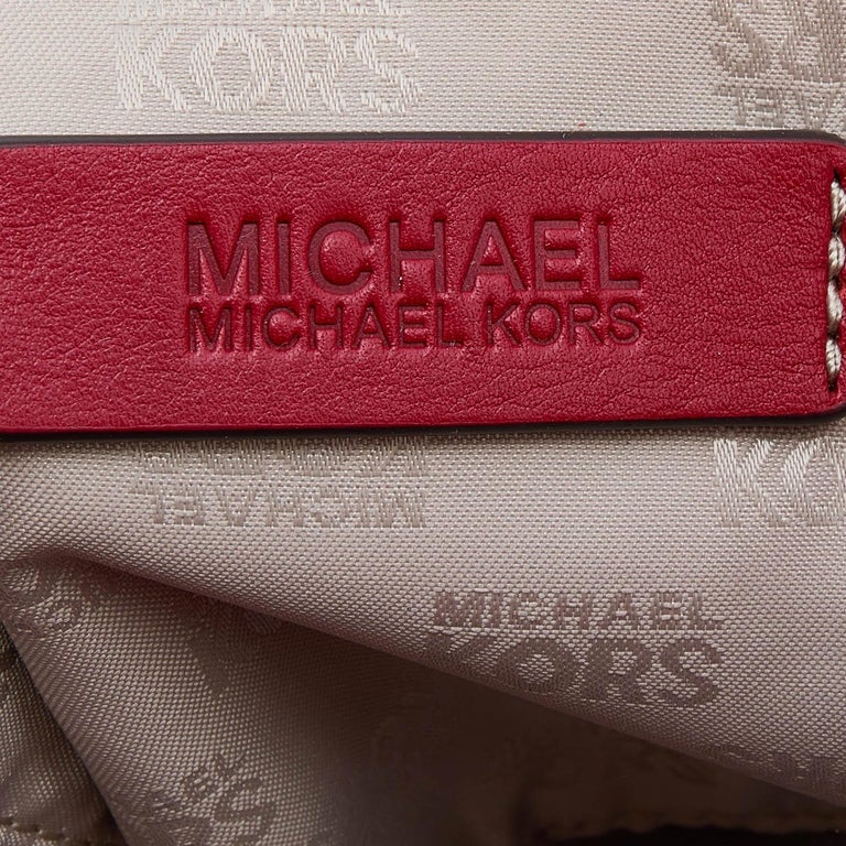 MICHAEL Michael Kors Beige/Red Canvas and Leather Large Brookville