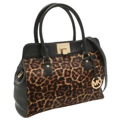 Michael Kors - Tote Astrid in pelle e pelliccia di vitello con stampa leopardo nero/marrone