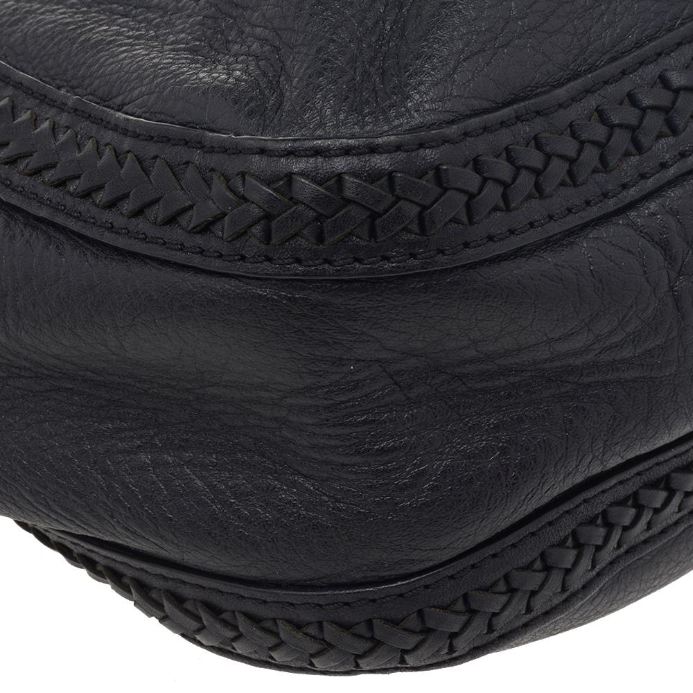MICHAEL Michael Kors Black Leather Braided Vanilla Hobo 1