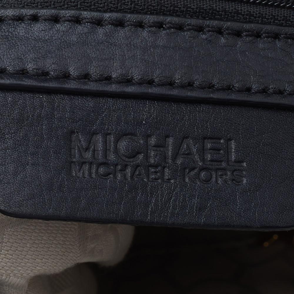 MICHAEL Michael Kors Black Leather Braided Vanilla Hobo 2
