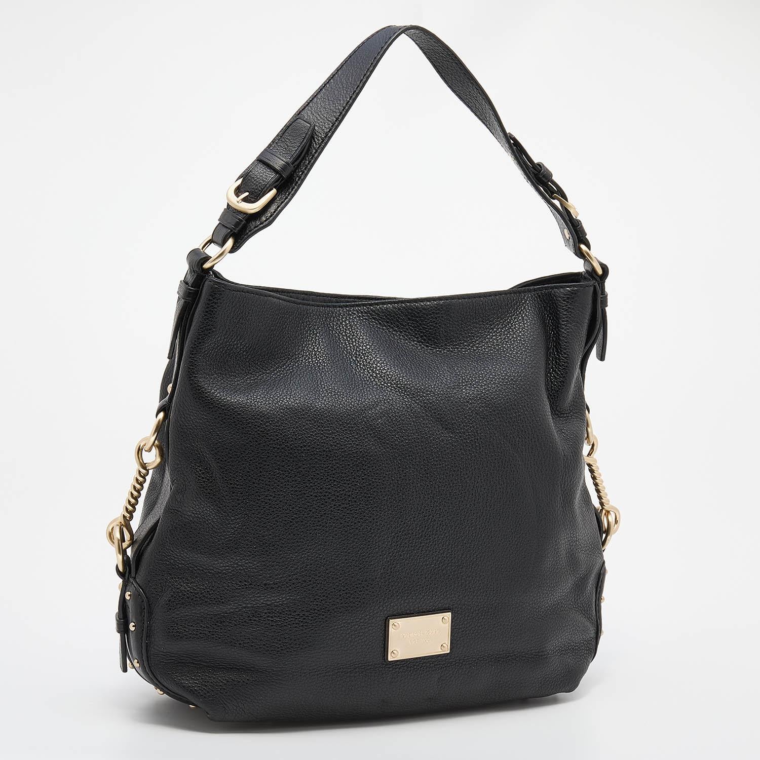 Women's MICHAEL Michael Kors Black Leather Large Big Valley Hobo For Sale