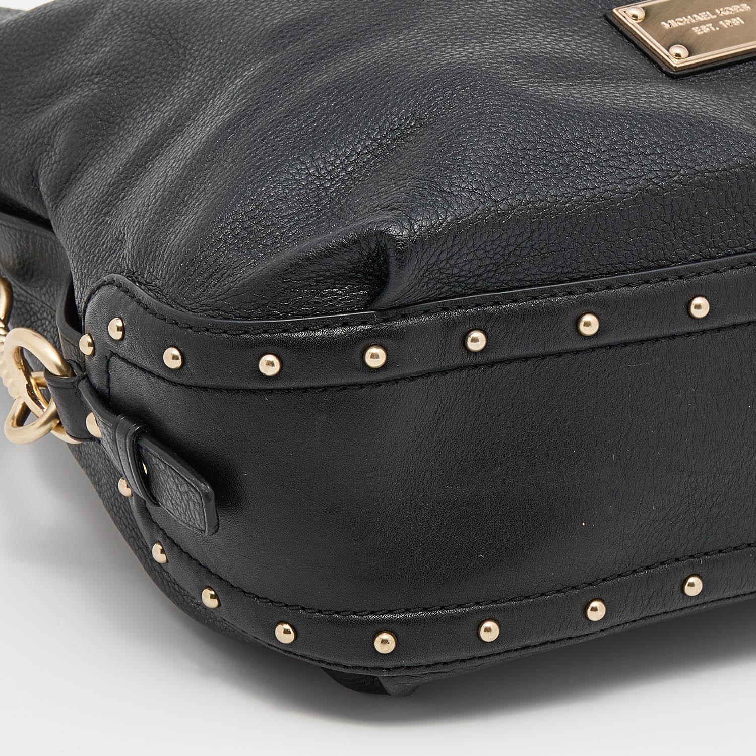MICHAEL Michael Kors Black Leather Large Big Valley Hobo For Sale 5