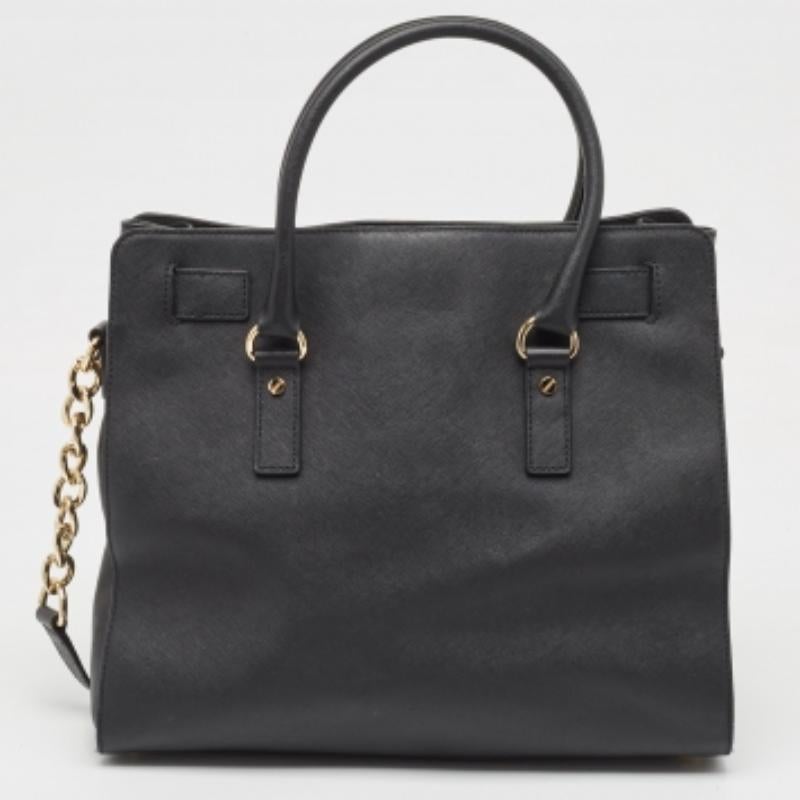 MICHAEL Michael Kors Tote grande de piel negra Norte Sur Hamilton Negro en venta