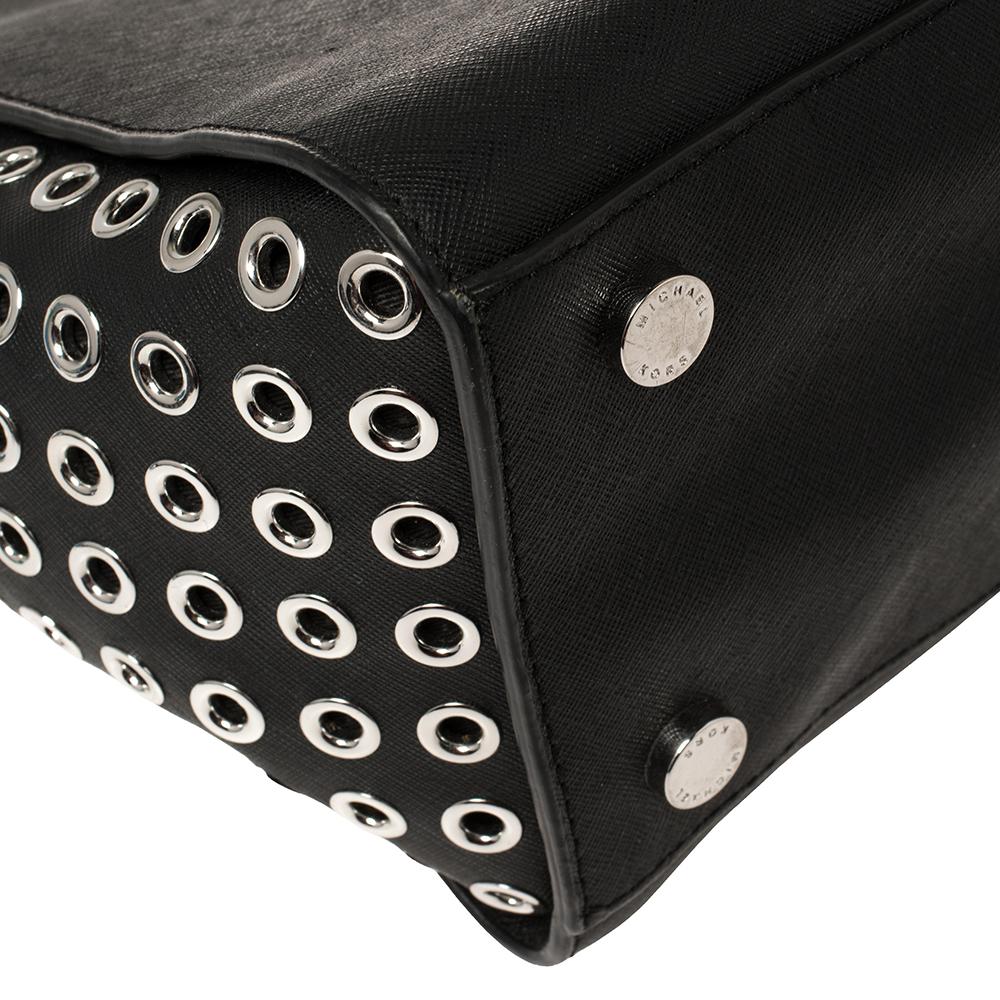 Michael Michael Kors Schwarzes Leder Große Selma Öse Satchel 4
