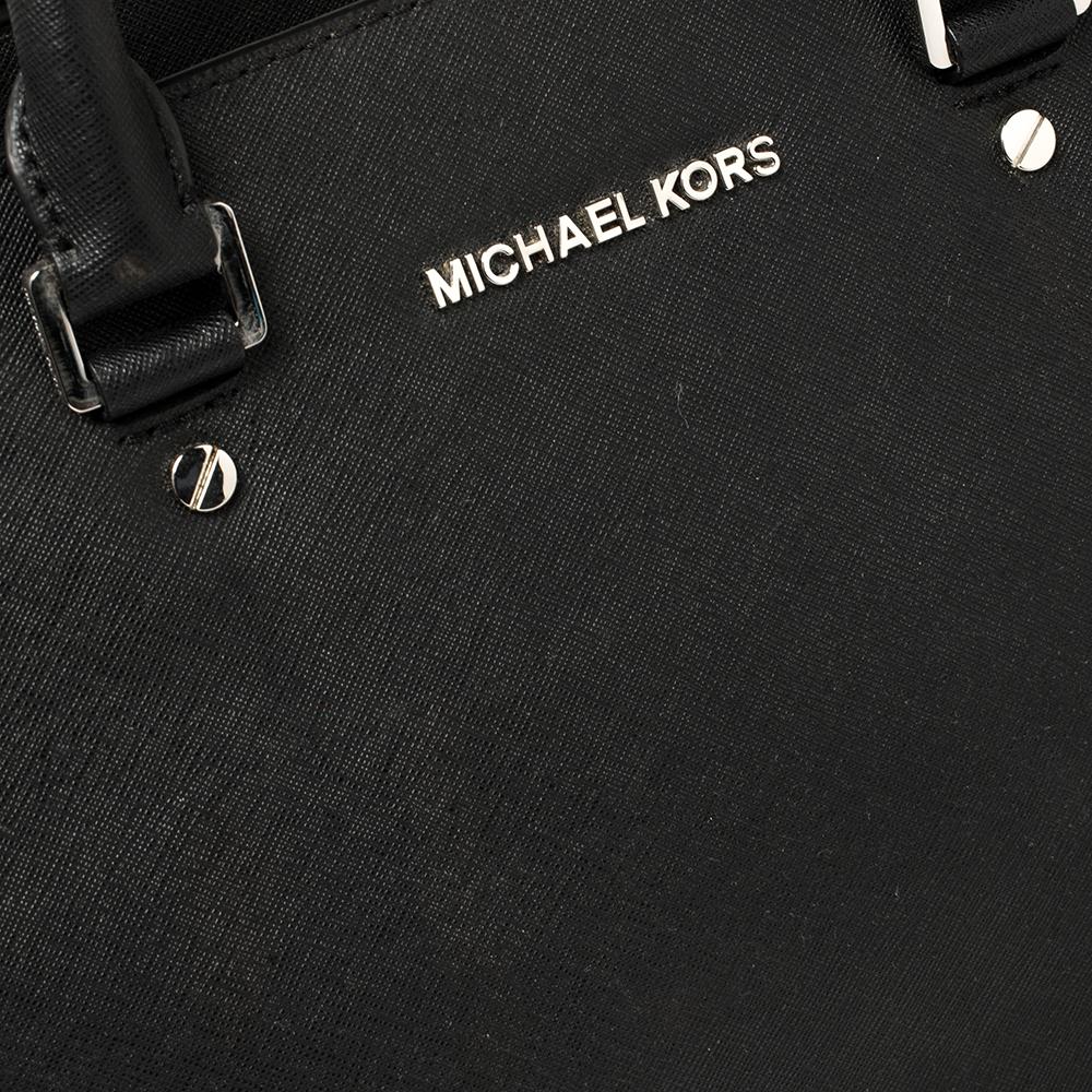 Michael Michael Kors Schwarzes Leder Große Selma Öse Satchel 5