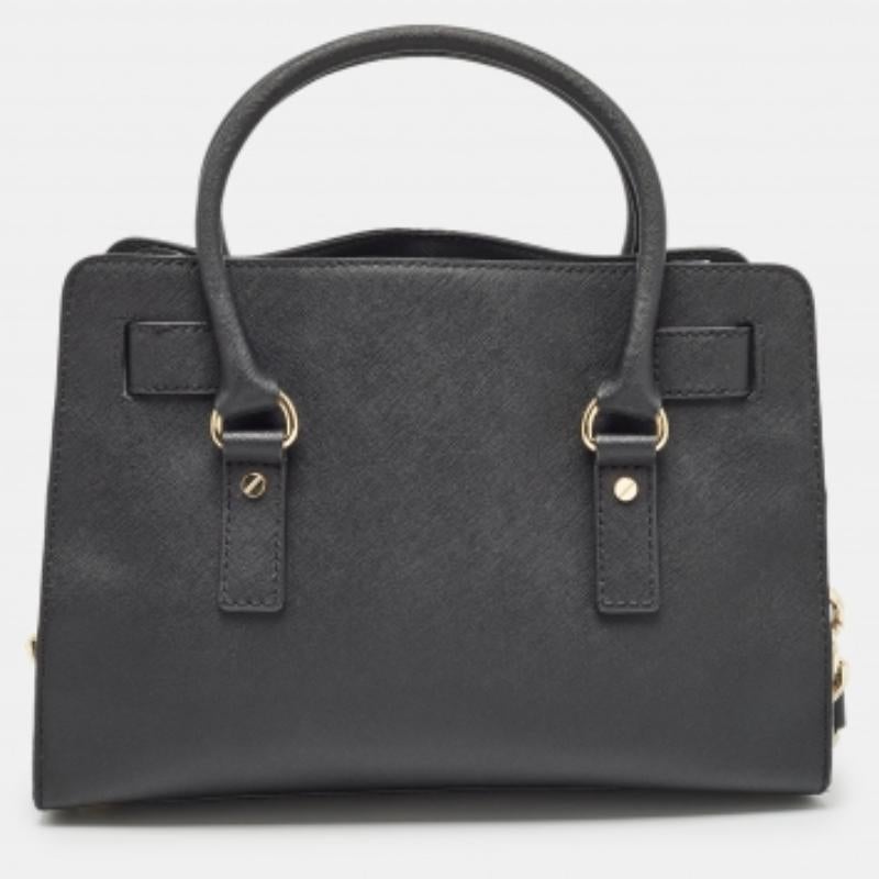 MICHAEL Michael Kors Schwarzes Leder Medium Hamilton East West Satchel im Angebot 7