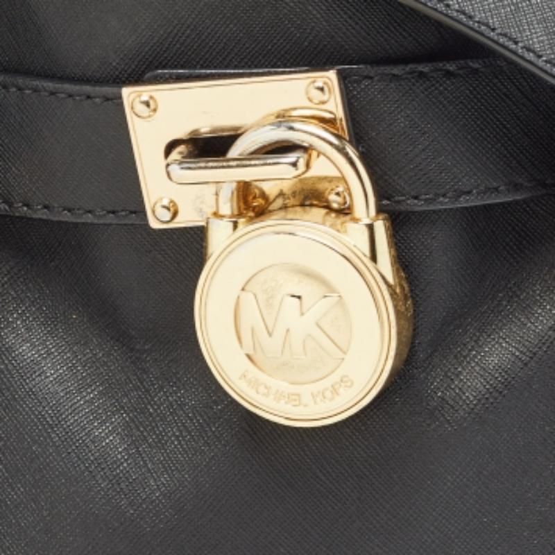 MICHAEL Michael Kors Schwarzes Leder Medium Hamilton East West Satchel im Zustand „Gut“ im Angebot in Dubai, Al Qouz 2