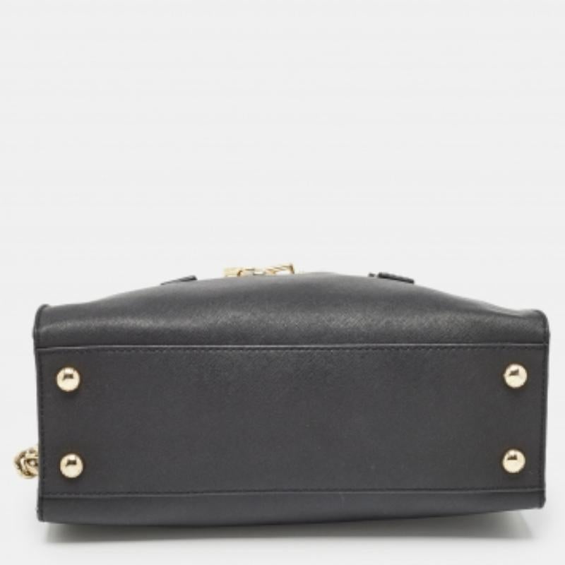 MICHAEL Michael Kors Schwarzes Leder Medium Hamilton East West Satchel im Angebot 5