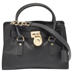 MICHAEL Michael Kors Schwarzes Leder Medium Hamilton East West Satchel