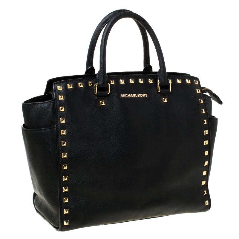 Michael kors black studded handbag 2025