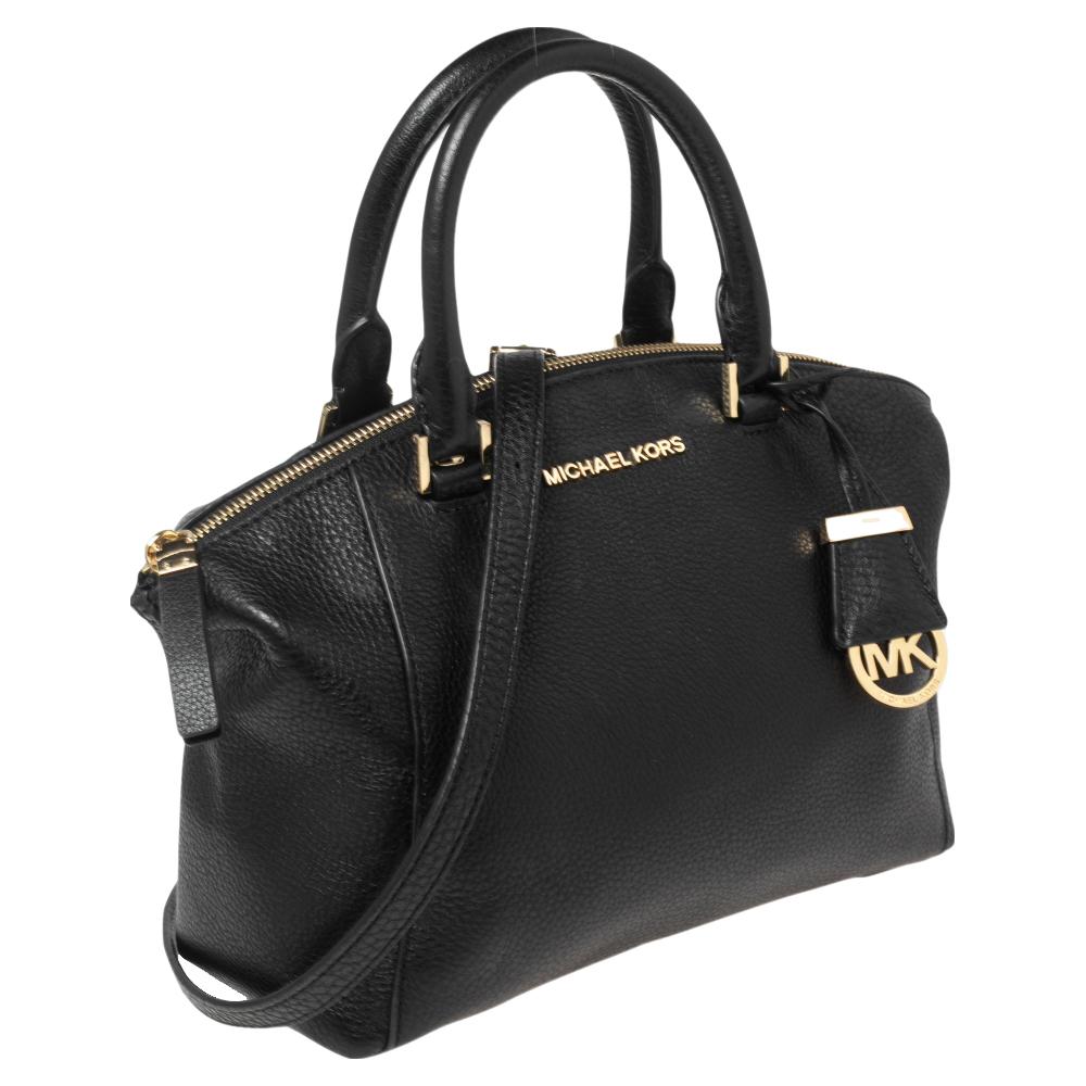 MICHAEL Michael Kors Black Leather Riley Satchel In Good Condition For Sale In Dubai, Al Qouz 2