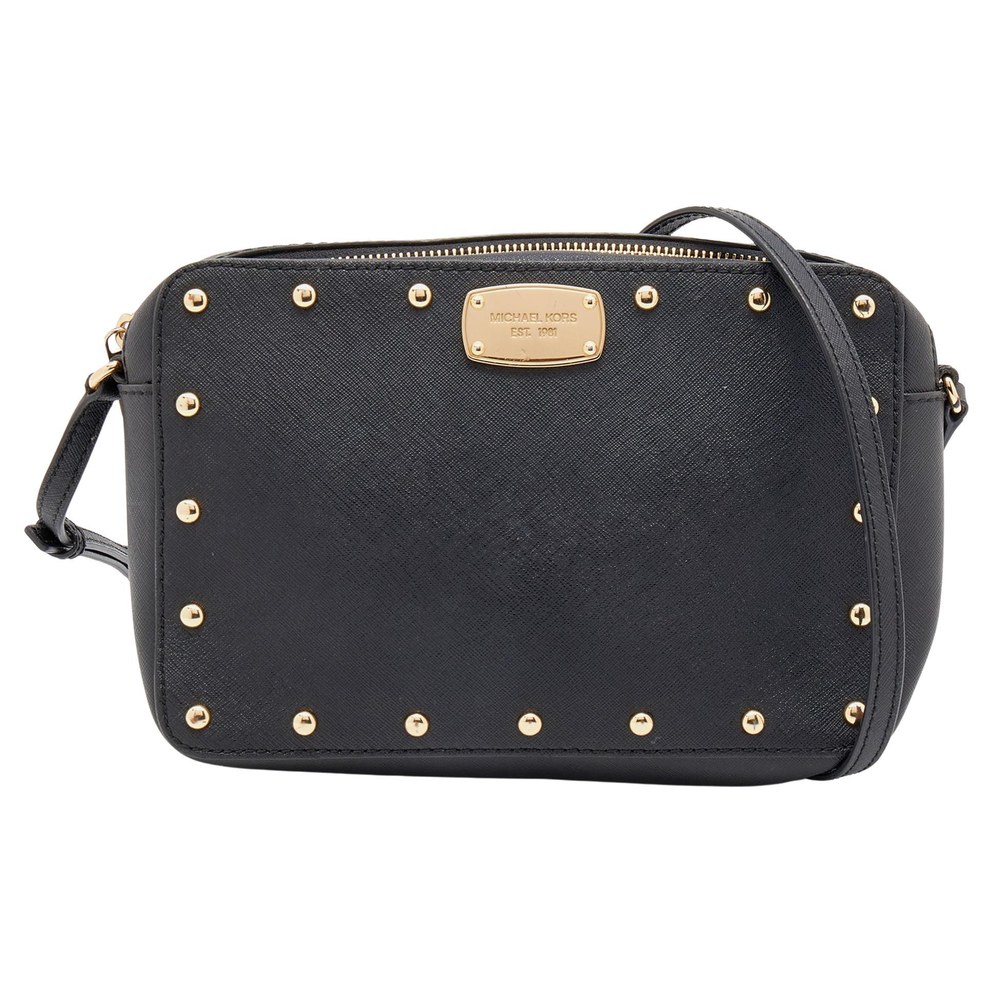 MICHAEL Michael Kors Black Leather Sandrine Stud Crossbody Bag For Sale ...