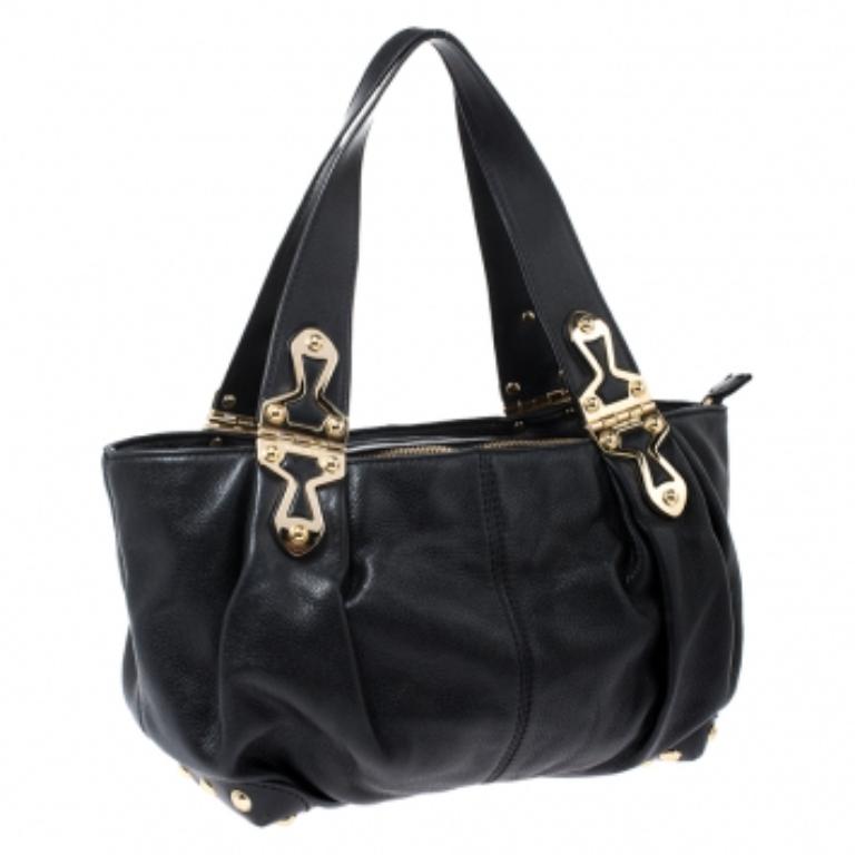 Donna MICHAEL Michael Kors Black Leather Stud Bottom Hobo in vendita