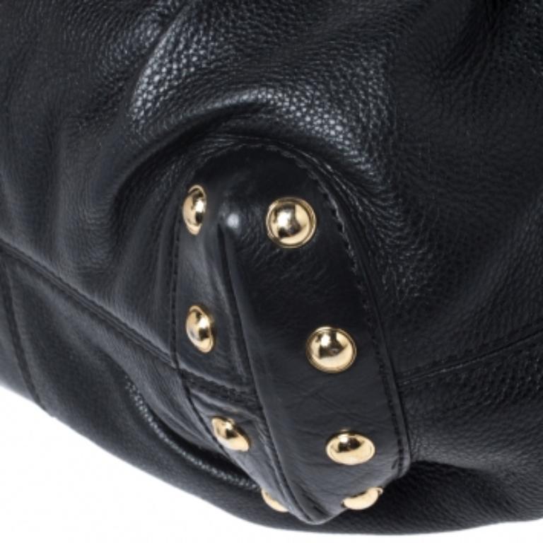 MICHAEL Michael Kors Black Leather Stud Bottom Hobo in vendita 2