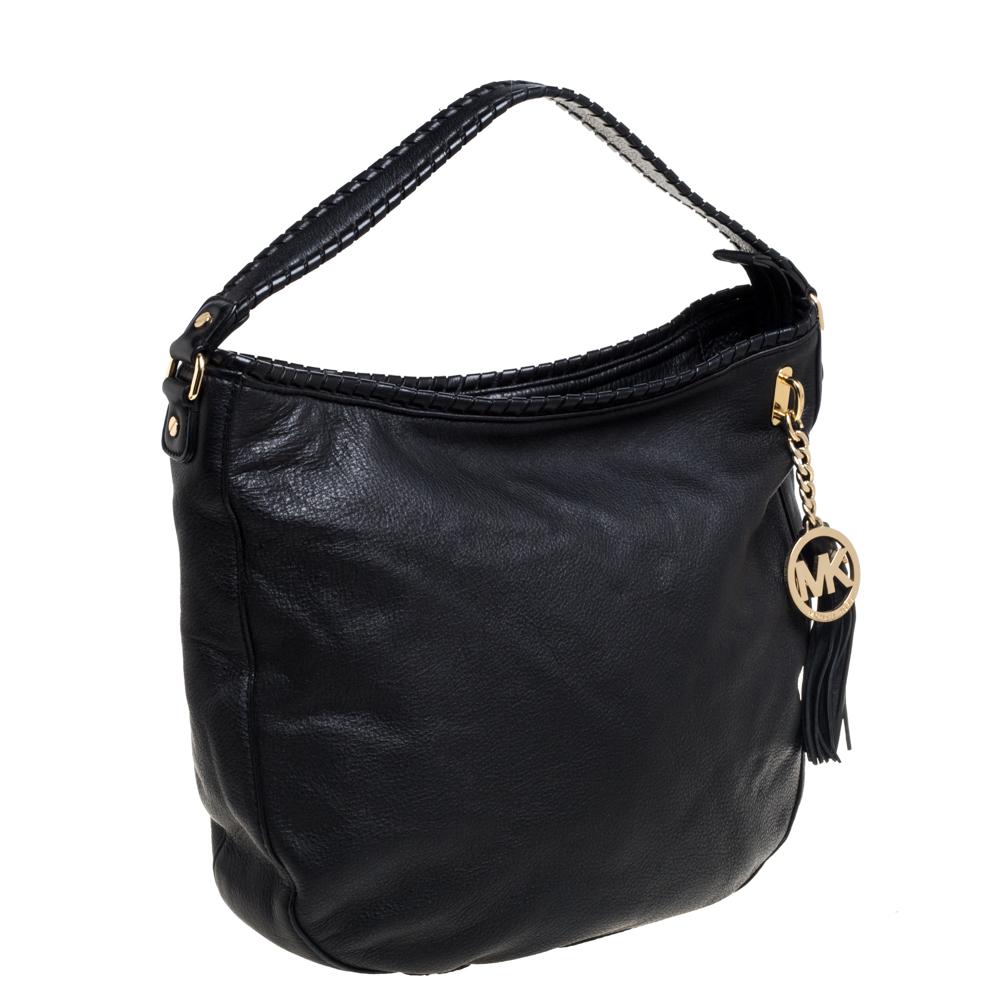 MICHAEL Michael Kors Black Leather Tassel Hobo For Sale at 1stDibs