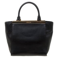 Michael Michael Kors Black Leather Top Handle Bag